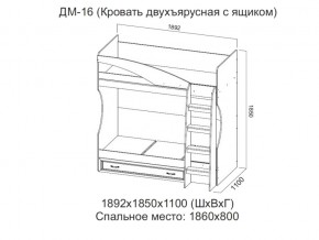 ДМ-16 Кровать двухъярусная с ящиком в Нефтеюганске - nefteyugansk.магазин96.com | фото