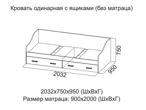 Кровать одинарная с ящиками (Без матраца 0,9*2,0) в Нефтеюганске - nefteyugansk.магазин96.com | фото